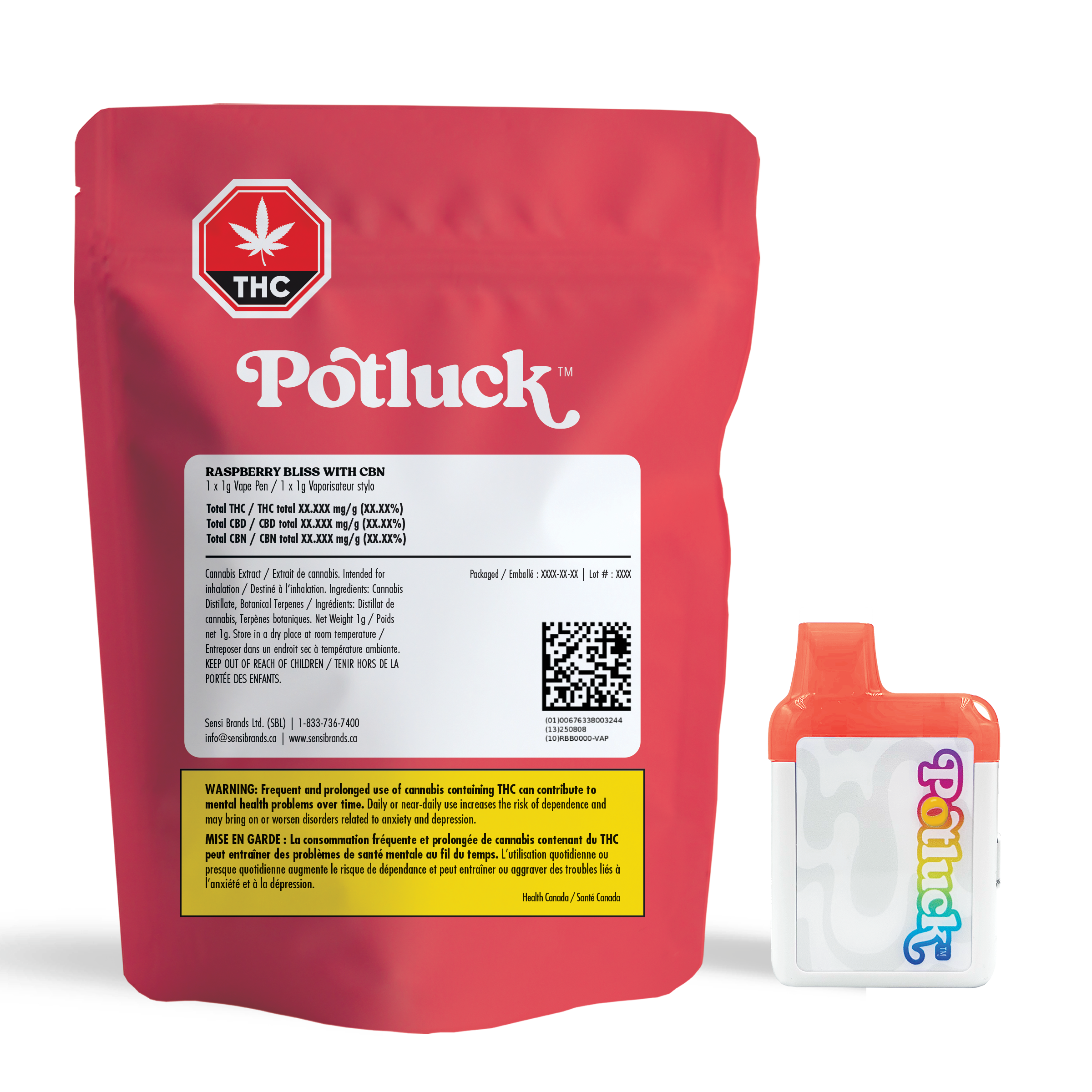 Potluck Razzberry Bliss CBN NEW Chubbyz Disposable Vape