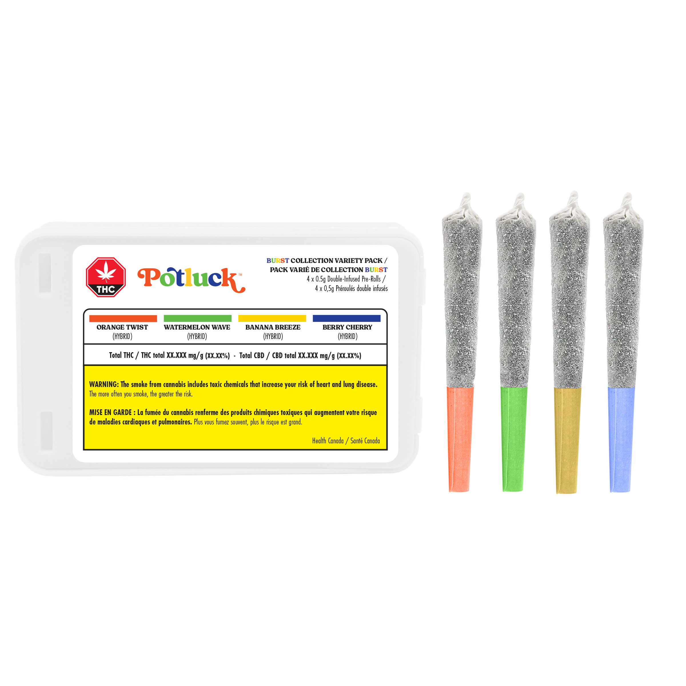 Potluck Burst Collection Variety Infused Pre-Roll (Diamond Coated)