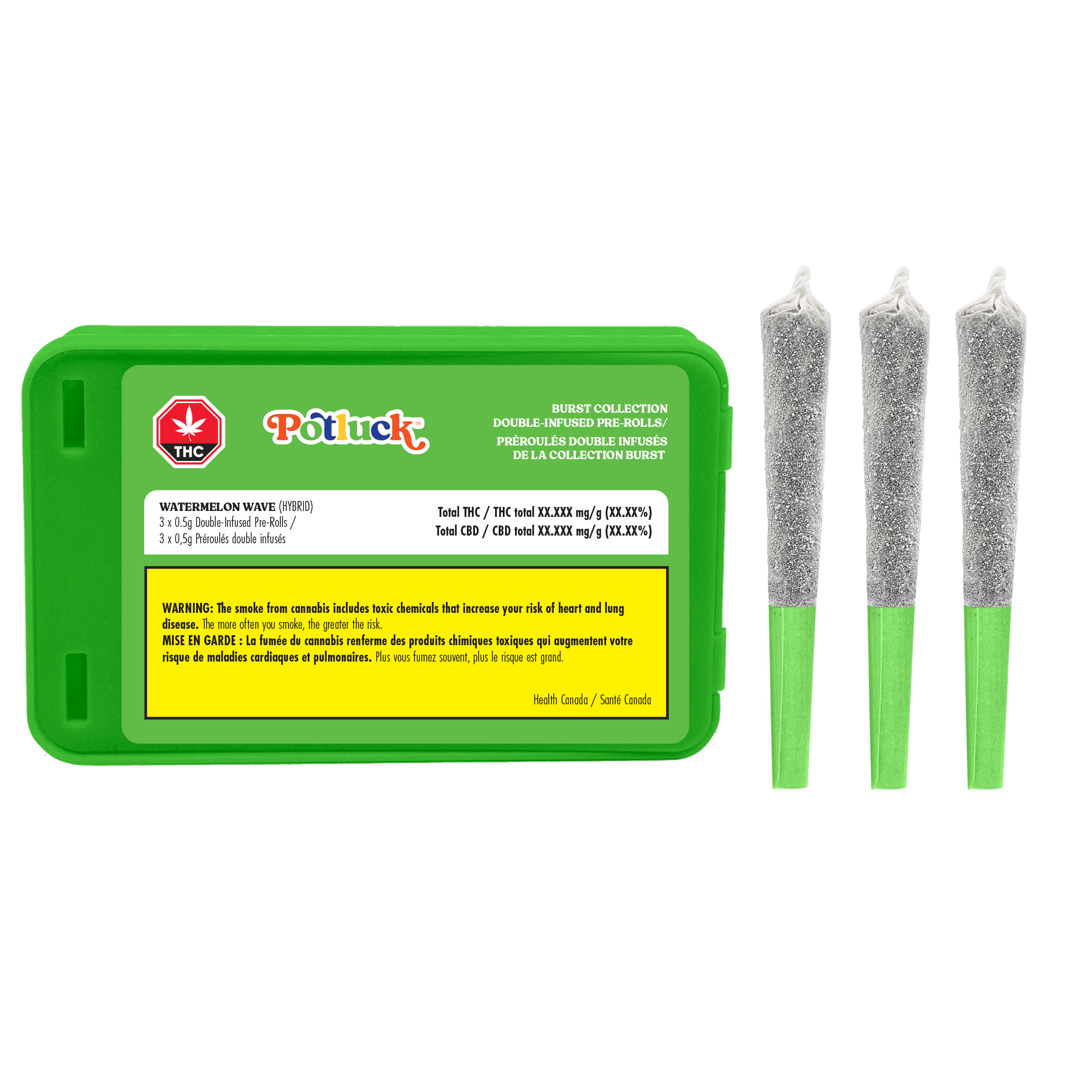 Potluck Watermelon Wave Infused Pre-Roll (Diamond Coated)