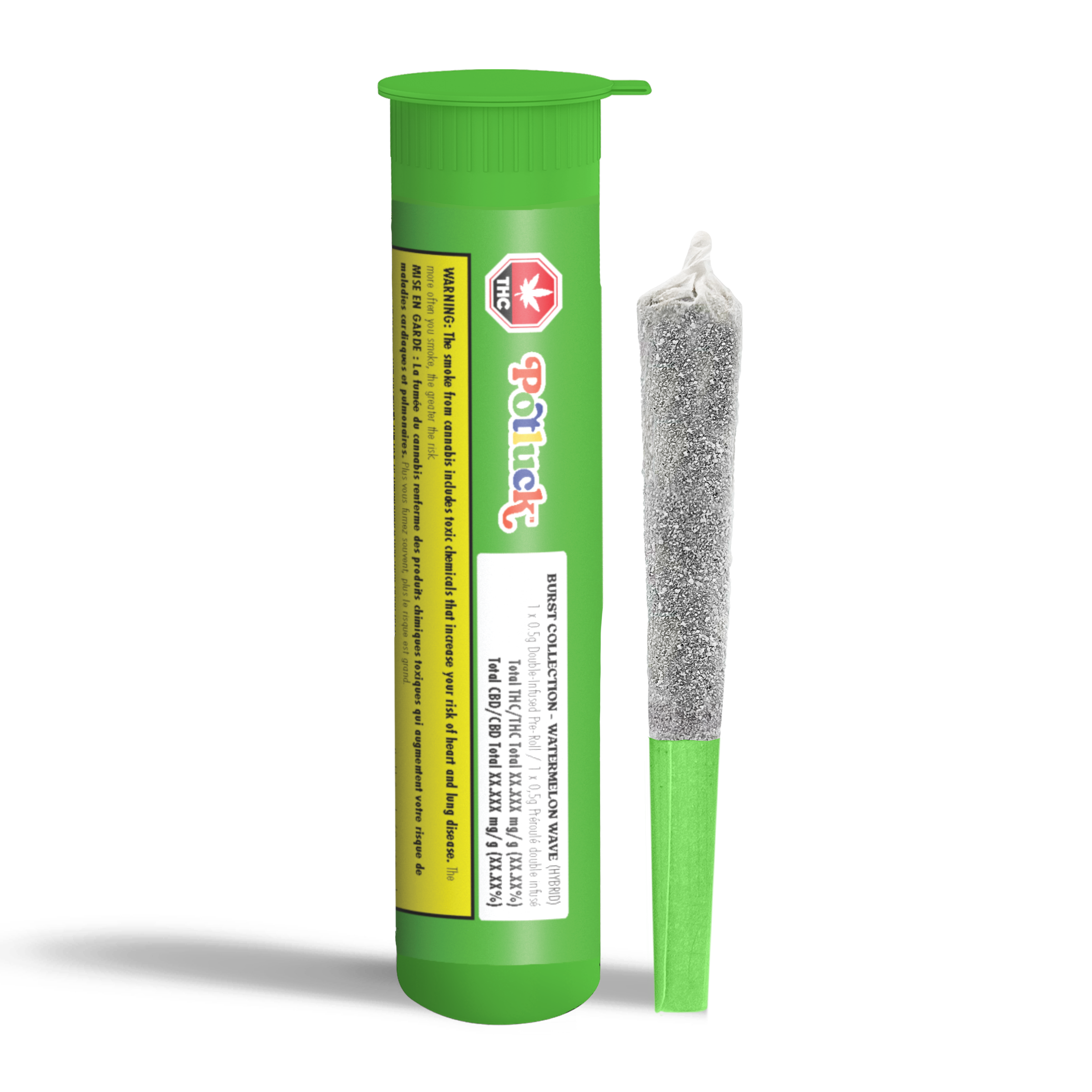 Potluck Watermelon Wave Infused Pre-Roll (Diamond Coated)