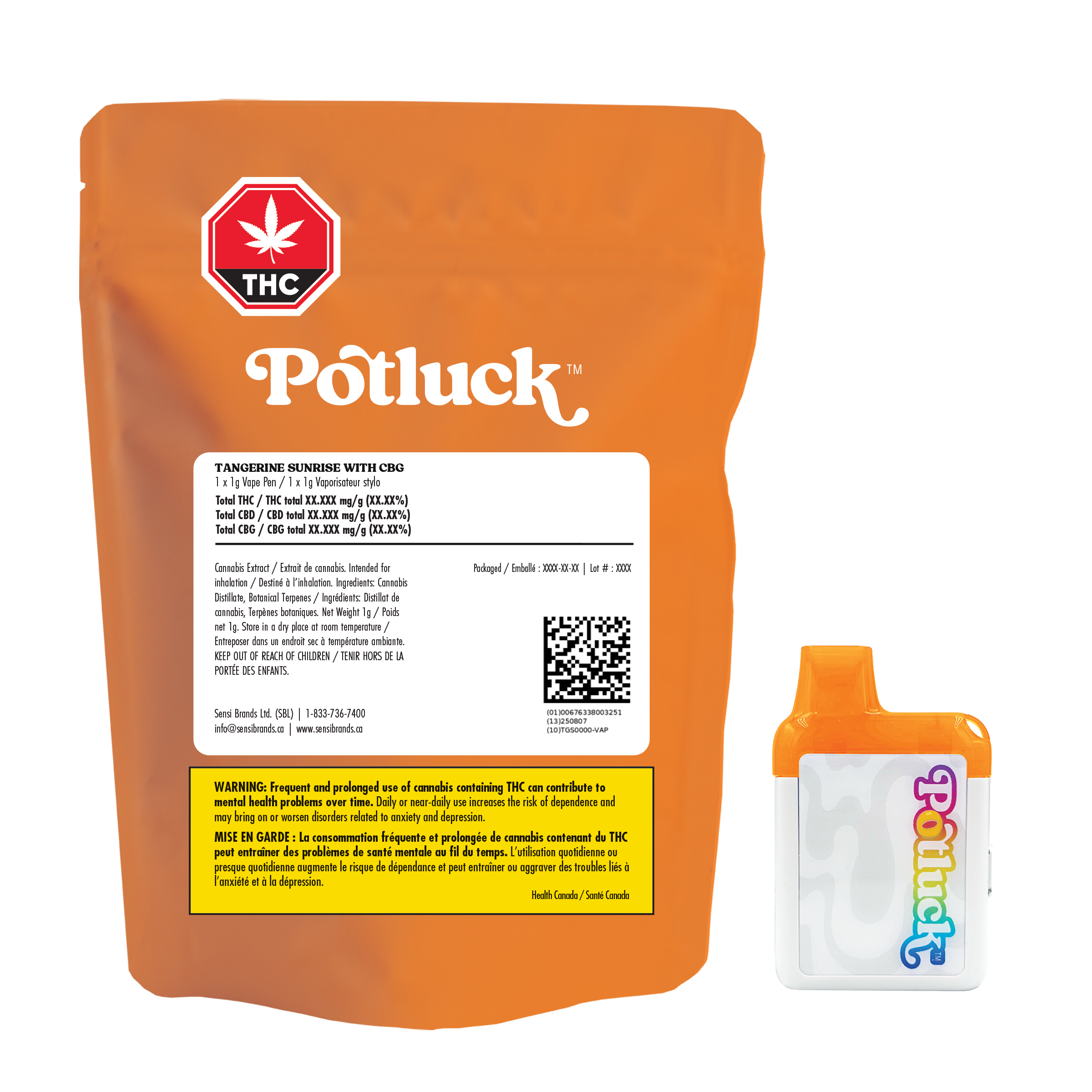 Potluck Tangerine Sunrise CBG NEW Chubbyz Disposable Vape