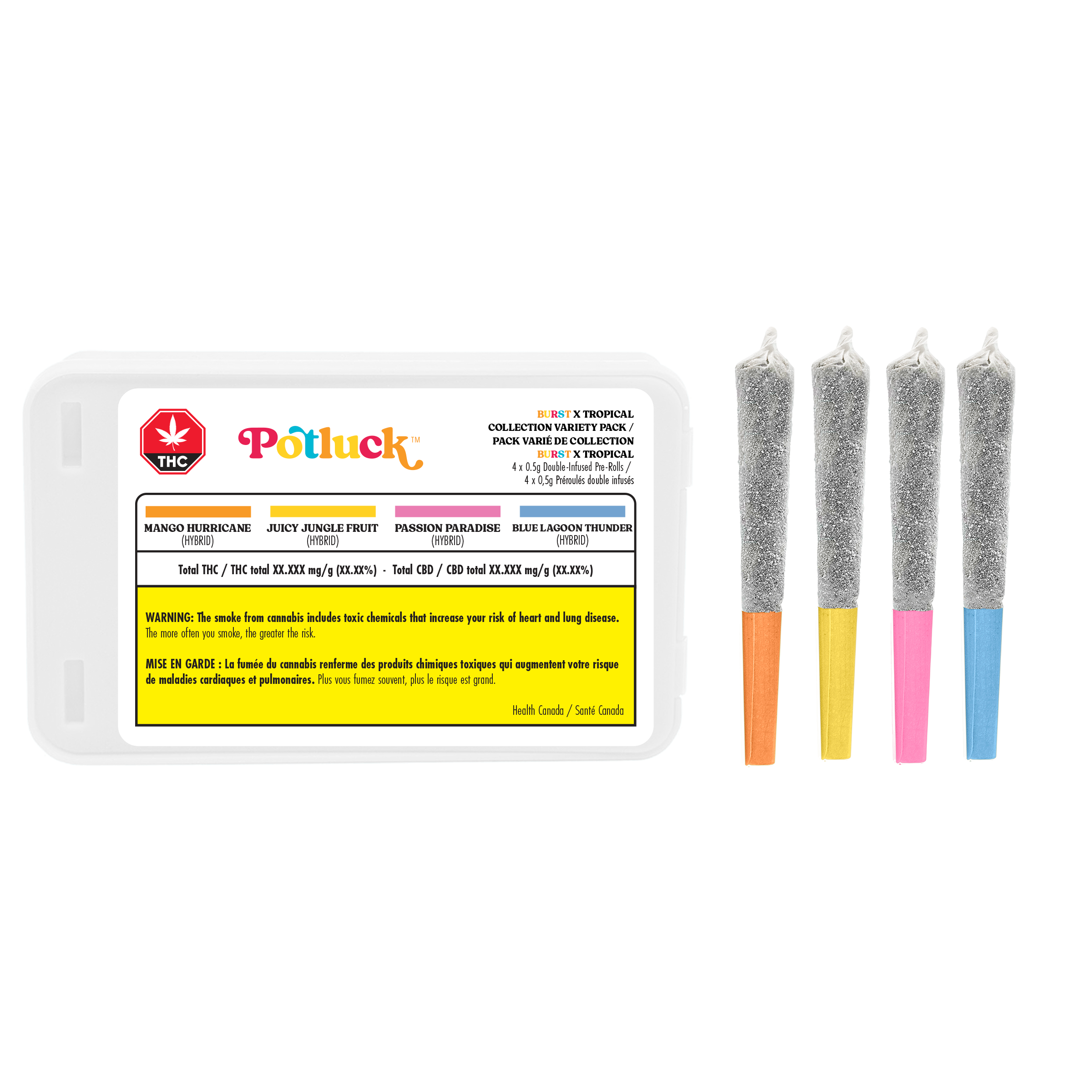 Potluck Tropical x Burst Collection Variety Infused Pre-Roll (Diamond Coated)